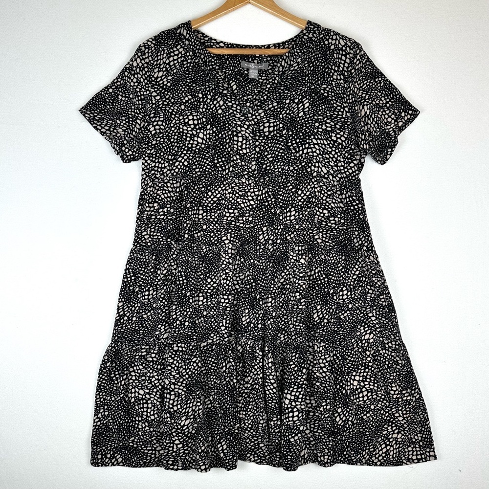 Peace & Pearls Tiered Black & White Tiered Flowy Tunic Dress